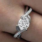 Amazon creative hot new style simple fashion ladies zircon ring engagement proposal ring ring jewelry