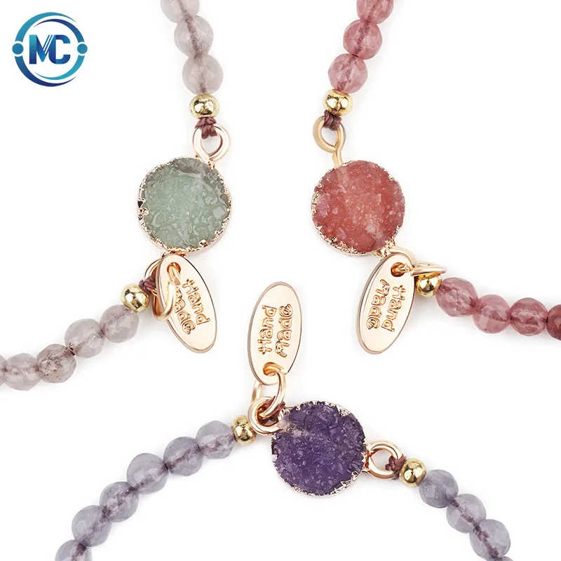 Wholesale Fashion Style Handmade Woven Natural Stone Beads Round Druzy Charm Bracelet For Women
Wholesale Fashion Style Handmade Woven Natural Stone Beads Round Druzy Charm Bracelet For Women