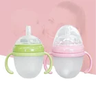 baby silicone milk feeding bottle food grade BPA free silicone bottle with sippy straw