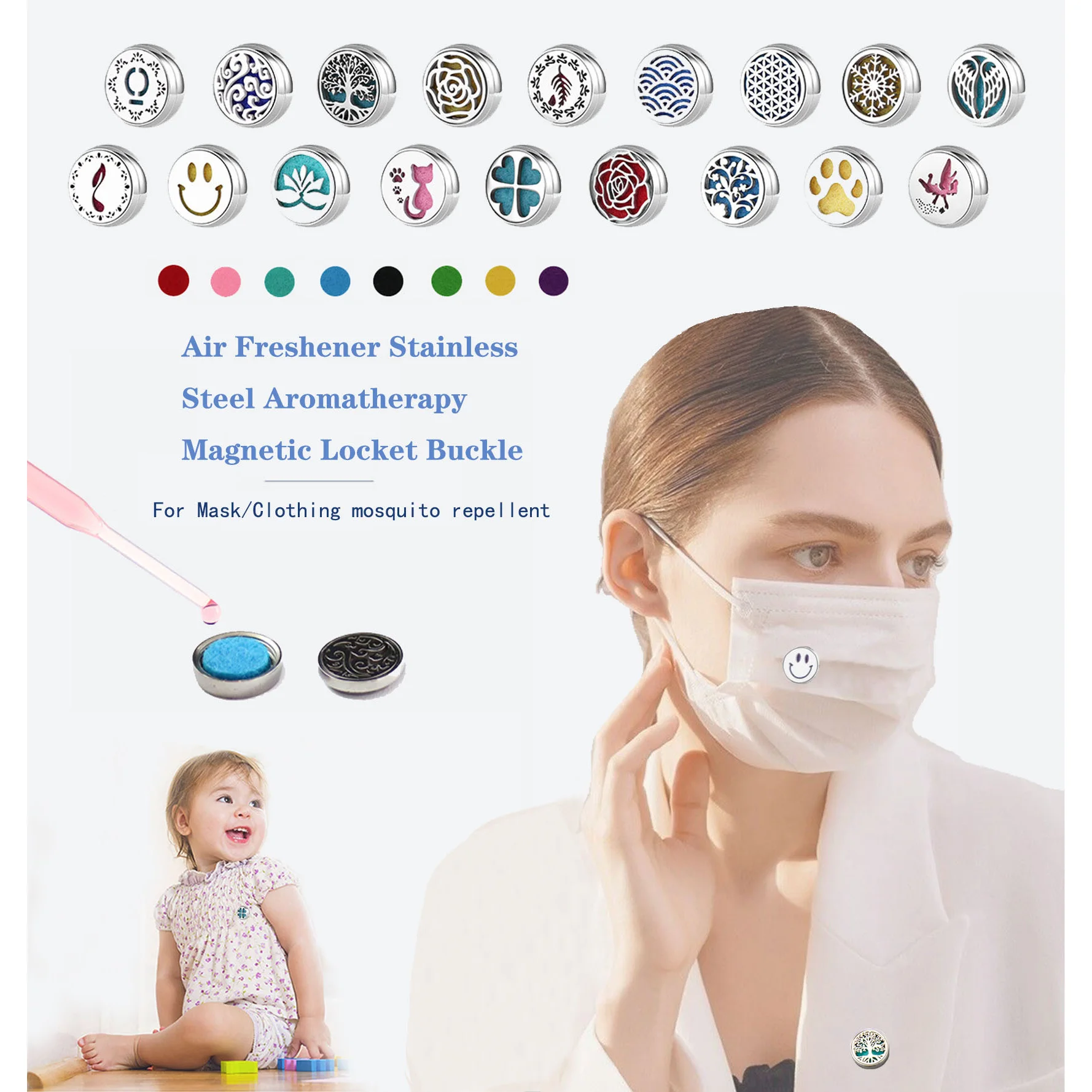 Essential Oil Diffuser Lockets for Face Magnetic Clip Aromatherapy buckle, Silver,gold,customized color
Essential Oil Diffuser Lockets for Face Magnetic Clip Aromatherapy buckle, Silver,gold,customized color