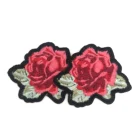 Hot sell hand made colorful red rose applique embroidery flower patches