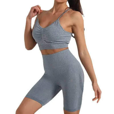 Wholesale 2Pcs Women Sport Suit Gym Set Bra Seamless Shorts Workout Running Clothing Gym Wear Athletic Yoga Set, Red grey black
Wholesale 2Pcs Women Sport Suit Gym Set Bra Seamless Shorts Workout Running Clothing Gym Wear Athletic Yoga Set, Red grey black