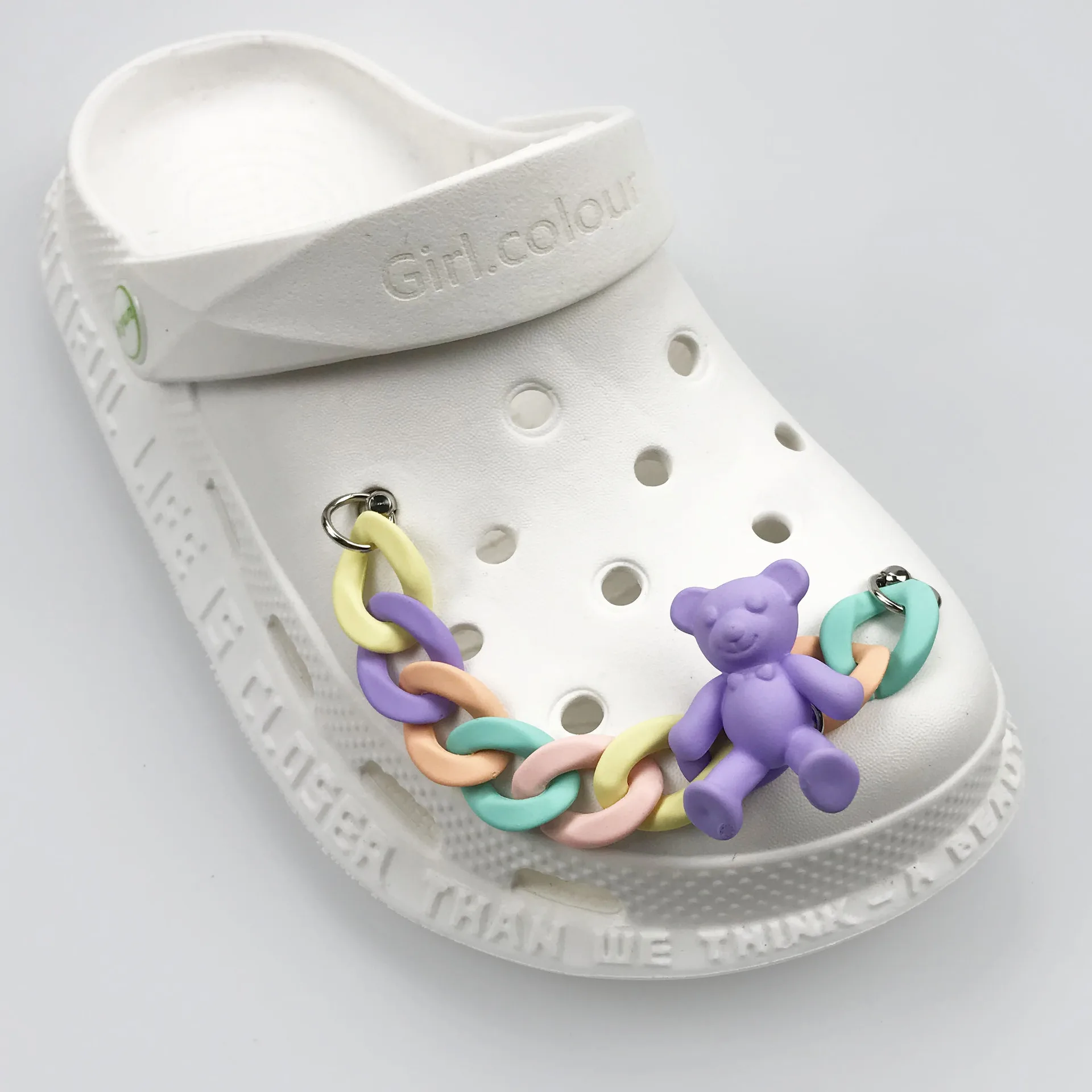 Hot Sale Cute Shoe Charms New Designer Cartoon Bear Chains Style Croc Charms Shoes Accessories Shoes DIY Buttons Slippers, Pink
Hot Sale Cute Shoe Charms New Designer Cartoon Bear Chains Style Croc Charms Shoes Accessories Shoes DIY Buttons Slippers, Pink