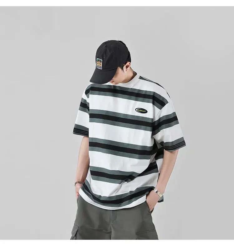 Wholesale Clothing Short Sleeve Striped Oversized Men T Shirt, Picture showed
Wholesale Clothing Short Sleeve Striped Oversized Men T Shirt, Picture showed