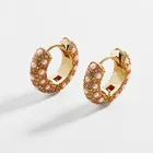 New Pearl Earrings Gold Ear Clip Colour Rhinestone Hoop Earring For Women Jewelry