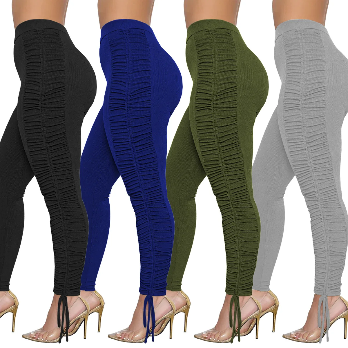 European and American Fashion Sexy Skinny Pleated Trousers Stitching Rope Decoration Casual Pants, Picture shown
European and American Fashion Sexy Skinny Pleated Trousers Stitching Rope Decoration Casual Pants, Picture shown