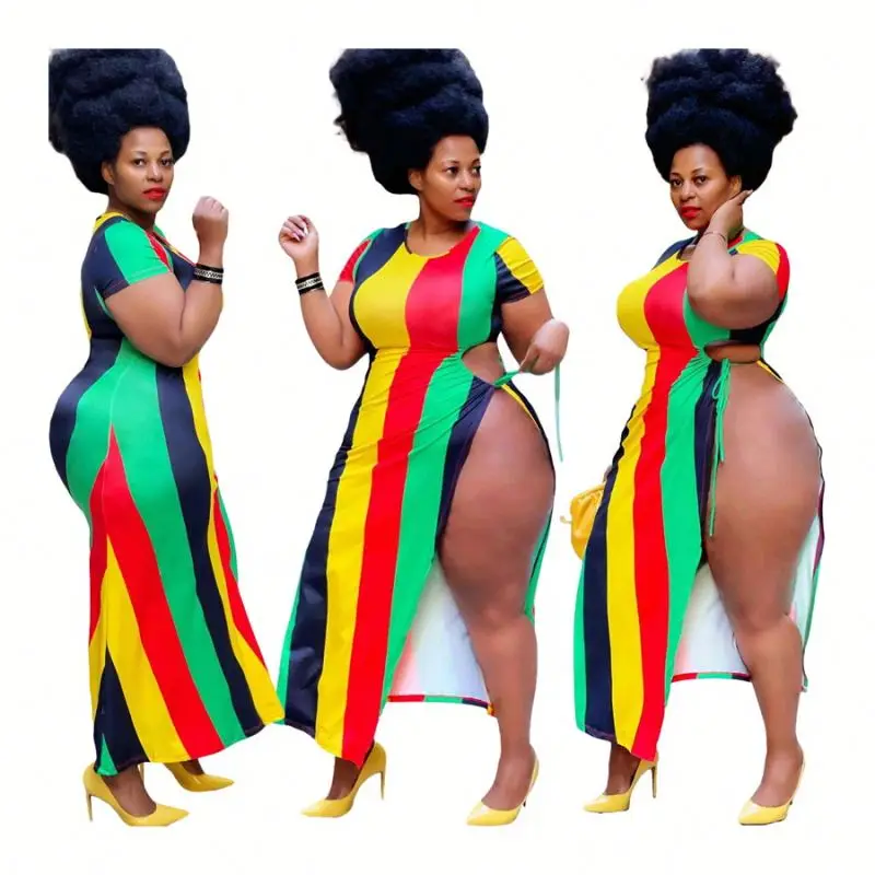 2021 new trendy Dresses women clubwear 4XL contrast color striped summer plus size sexy split maxi dress, 1 color
2021 new trendy Dresses women clubwear 4XL contrast color striped summer plus size sexy split maxi dress, 1 color