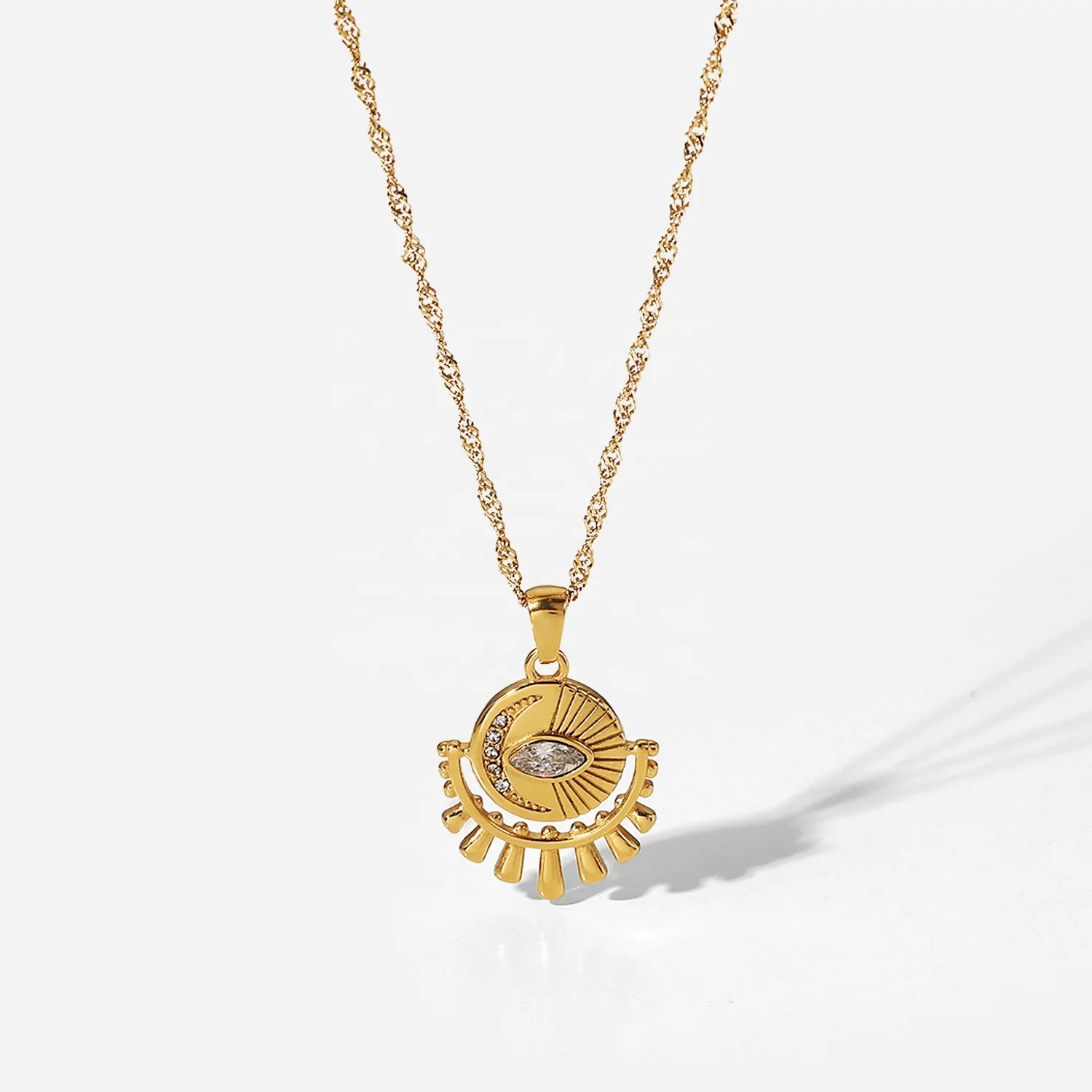 Vintage Jewelry Oval Zircon Eye Pendant Necklace Stainless Steel Zirconia Eye Necklace for Women
Vintage Jewelry Oval Zircon Eye Pendant Necklace Stainless Steel Zirconia Eye Necklace for Women