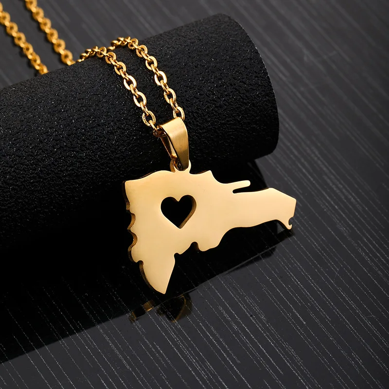 Hongtong Collar Dominican Republic Map Pendant Jewelries Women's 18K Gold Stainless Steel Heart Engagement African Map Necklaces, Picture
Hongtong Collar Dominican Republic Map Pendant Jewelries Women's 18K Gold Stainless Steel Heart Engagement African Map Necklaces, Picture