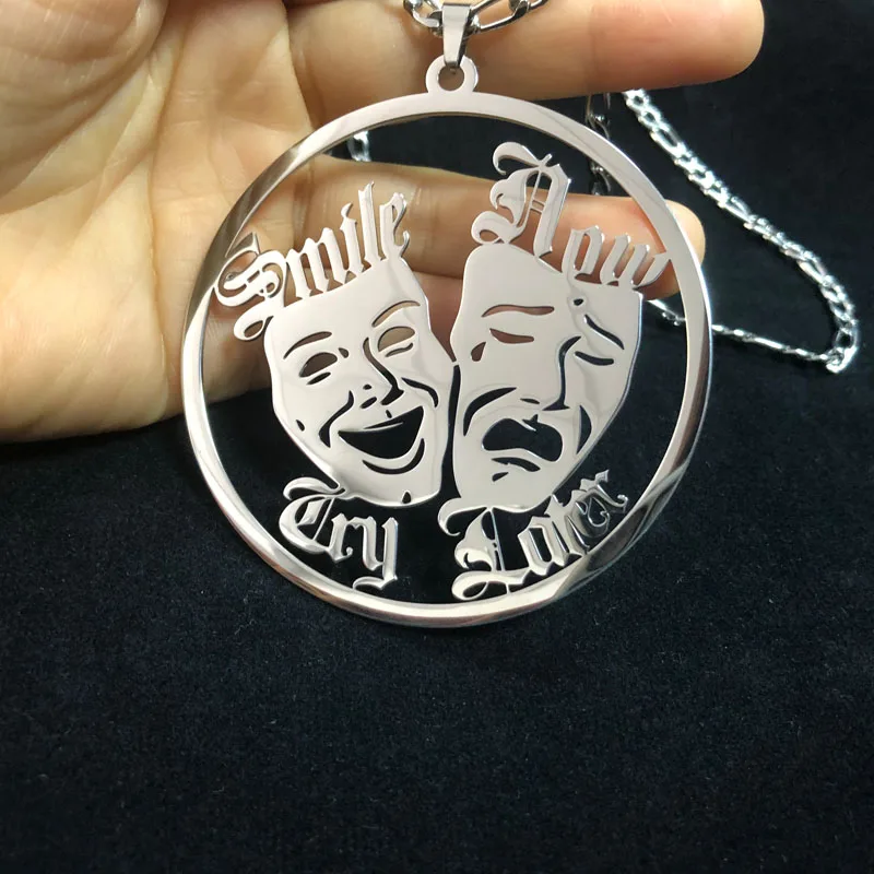 Drama Two Faced Charm Pendant Necklace Cuban Link chain Coin Necklaces Stainless Steel
Drama Two Faced Charm Pendant Necklace Cuban Link chain Coin Necklaces Stainless Steel