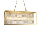 Good quality new design Glass Fringe Rectangular luxury steel gold modern square crystal chandelier