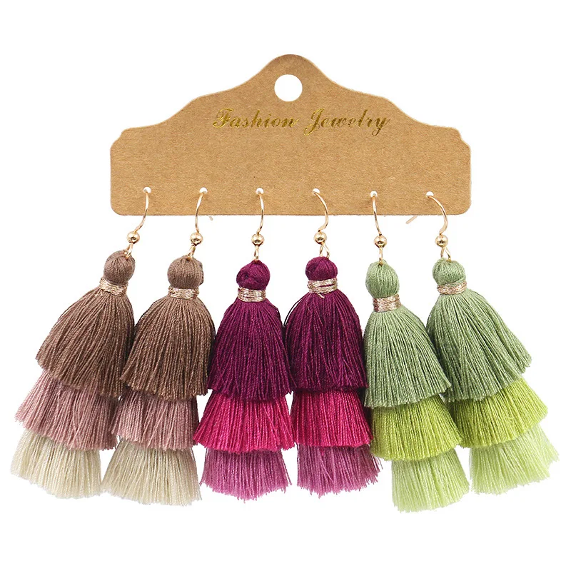 New Bohemian Tassel Multi-layer Wool ball Earrings Fashion Ethnic Style Colorful Earrings Jewelry
New Bohemian Tassel Multi-layer Wool ball Earrings Fashion Ethnic Style Colorful Earrings Jewelry