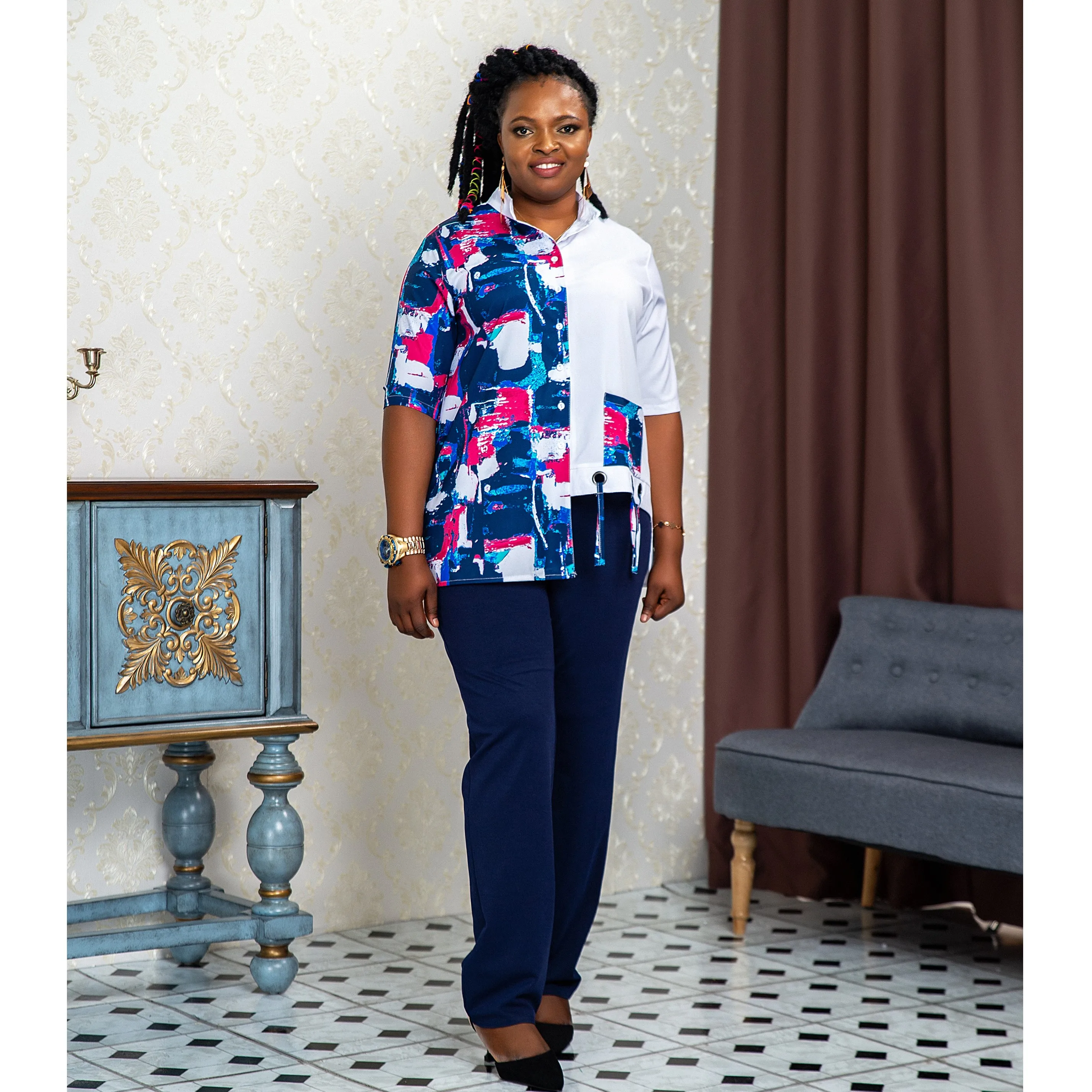 Plus Size African Clothes Set Women Half Sleeve Hooded Split Top And Leopard Patchwork Pants Matching Set Floral Print 2 Pcs Set
Plus Size African Clothes Set Women Half Sleeve Hooded Split Top And Leopard Patchwork Pants Matching Set Floral Print 2 Pcs Set
