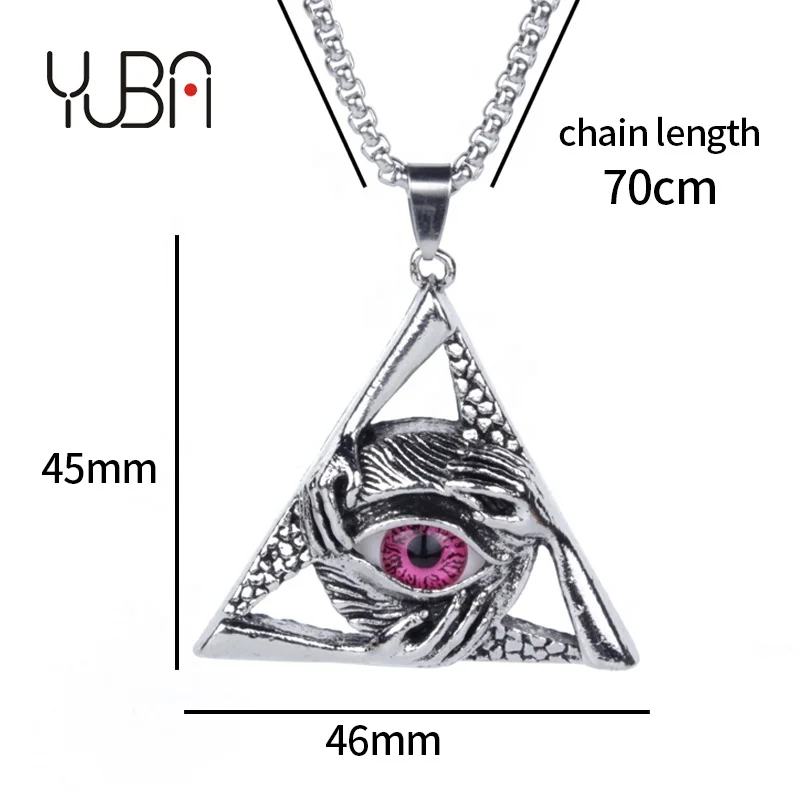 Gothic Demon Eye Triangle Pendant Necklace Creative Long Titanium Steel Chain Necklace Heavy Metal Rock Hip-Hop Accessories
Gothic Demon Eye Triangle Pendant Necklace Creative Long Titanium Steel Chain Necklace Heavy Metal Rock Hip-Hop Accessories