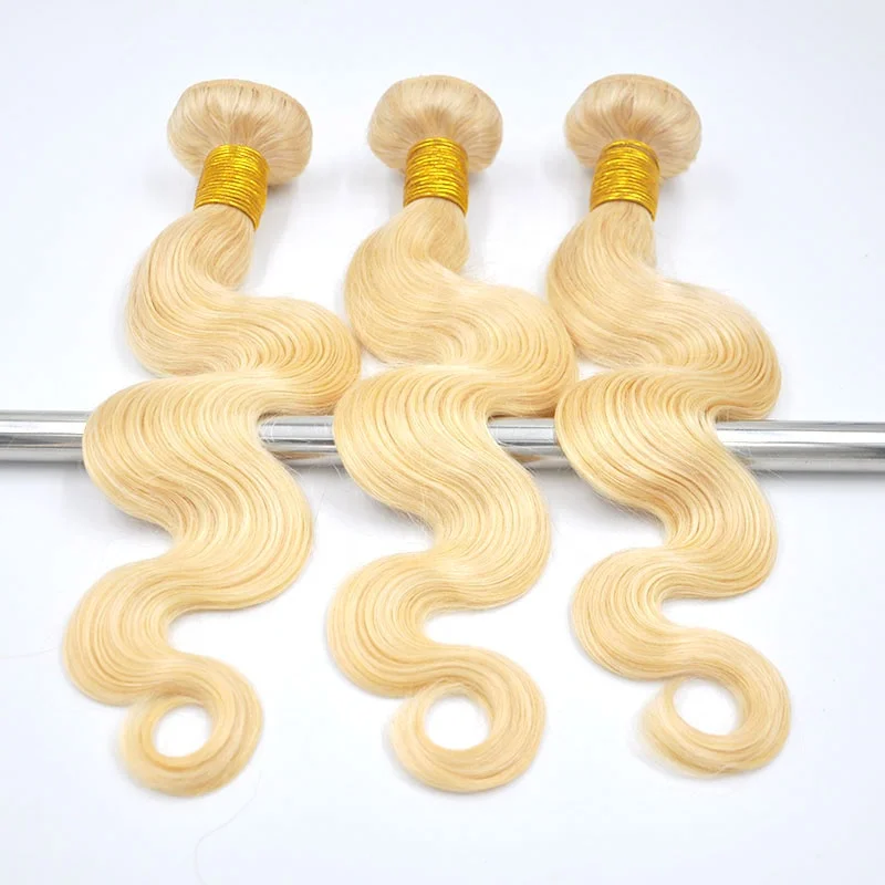 

613 Blonde Body Virgin Brazilian Hair Bundles,Wholesale Raw Brazilian Virgin Cuticle Aligned Hair,Human Hair Extensions Vendors, Natural color, any color avaliable