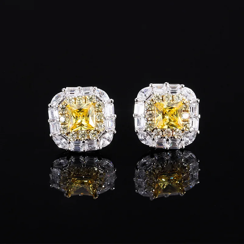 Pendientes De Cristal S925 Silver Sparking Full Zircon Yellow Square Cut Inlaid Stone Gold Plated Cubic Zirconia Stud Earrings
Pendientes De Cristal S925 Silver Sparking Full Zircon Yellow Square Cut Inlaid Stone Gold Plated Cubic Zirconia Stud Earrings