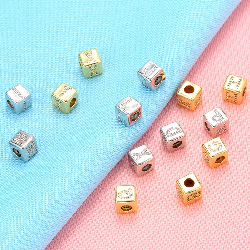 Wholesale Brass 12mm Big Hole CZ Beads for Jewelry Accessories Micro Pave CZ Bead Cute Square Letter Bead
Wholesale Brass 12mm Big Hole CZ Beads for Jewelry Accessories Micro Pave CZ Bead Cute Square Letter Bead