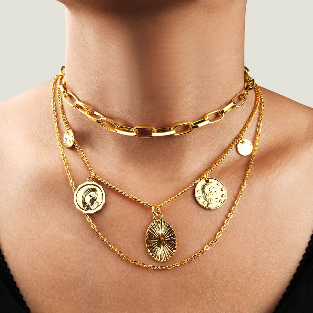 Multi-layer Sweater Chain Pendant Necklaces Vintage Coin Charm Bohemian Neck Chain Jewelry Gift Accessories Women Fashion Choker, As picture show
Multi-layer Sweater Chain Pendant Necklaces Vintage Coin Charm Bohemian Neck Chain Jewelry Gift Accessories Women Fashion Choker, As picture show