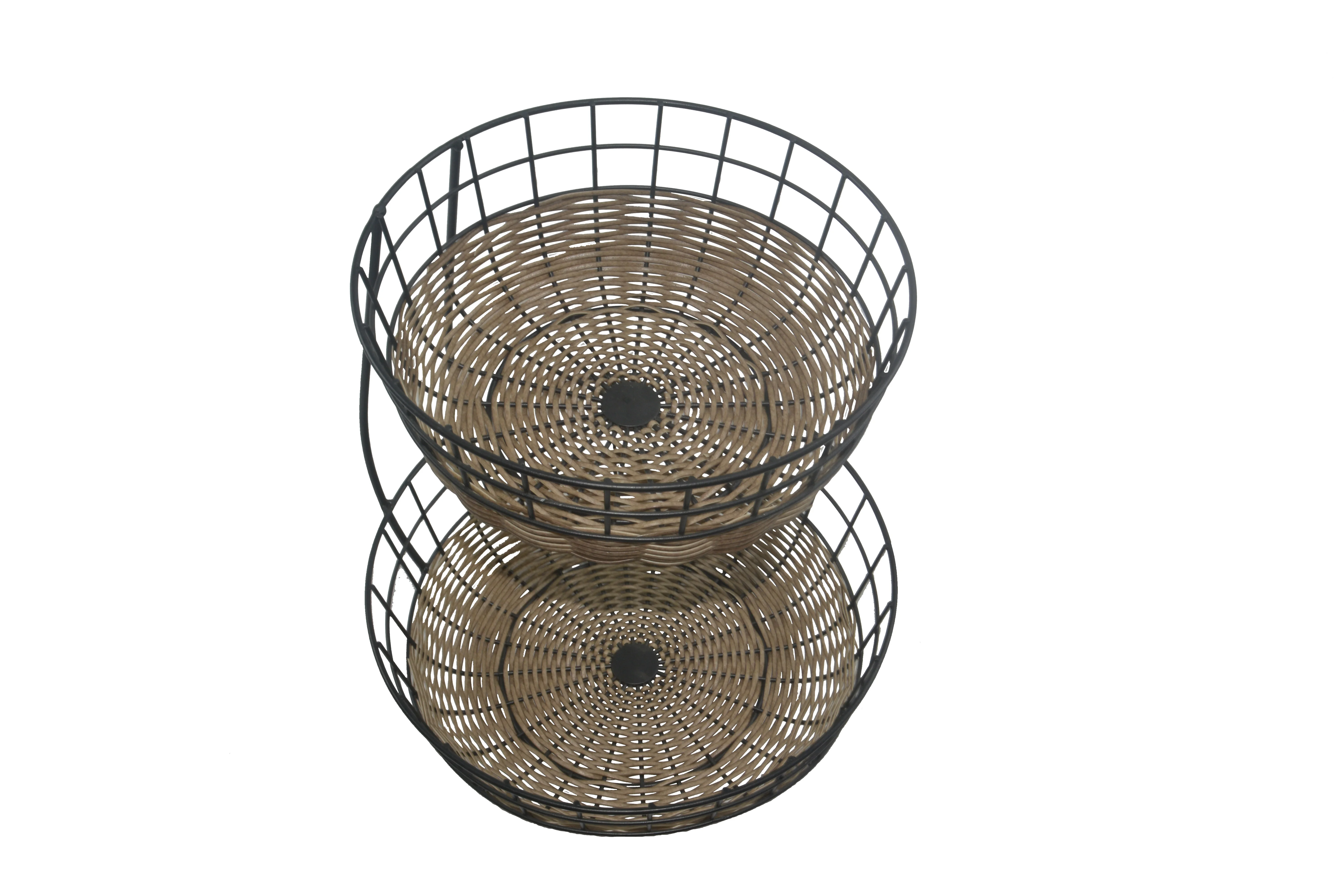 best quality metal wire fruit bread basket 2 tier woven storage