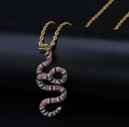 Ice Zircon Colored Zircon Snake Shaped Hip Hop Pendant Men's New Accessories Necklace, Gold,silver,black
Ice Zircon Colored Zircon Snake Shaped Hip Hop Pendant Men's New Accessories Necklace, Gold,silver,black