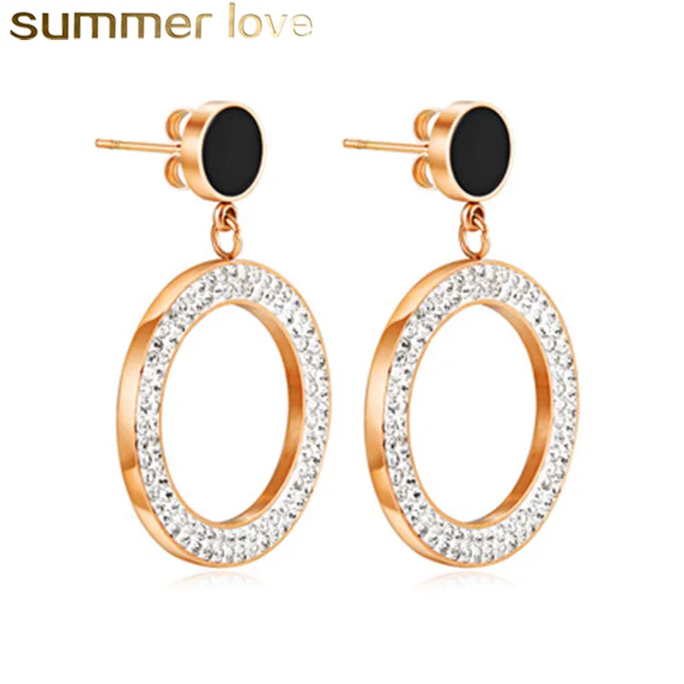 Korean Fashion Geometric Round Earring Rose Gold Cubic Zirconia Dangle Earrings for Women Stainless Steel Jewelry
Korean Fashion Geometric Round Earring Rose Gold Cubic Zirconia Dangle Earrings for Women Stainless Steel Jewelry