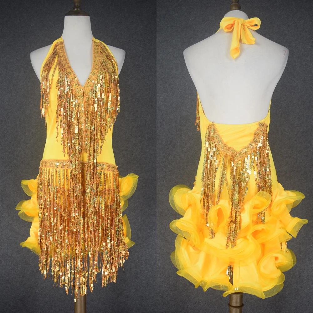 Latin Dance Dress Green Professional Costume for Women Fringe Samba Costume Colorful Womens Ballroom Competition Dresses Tassels
