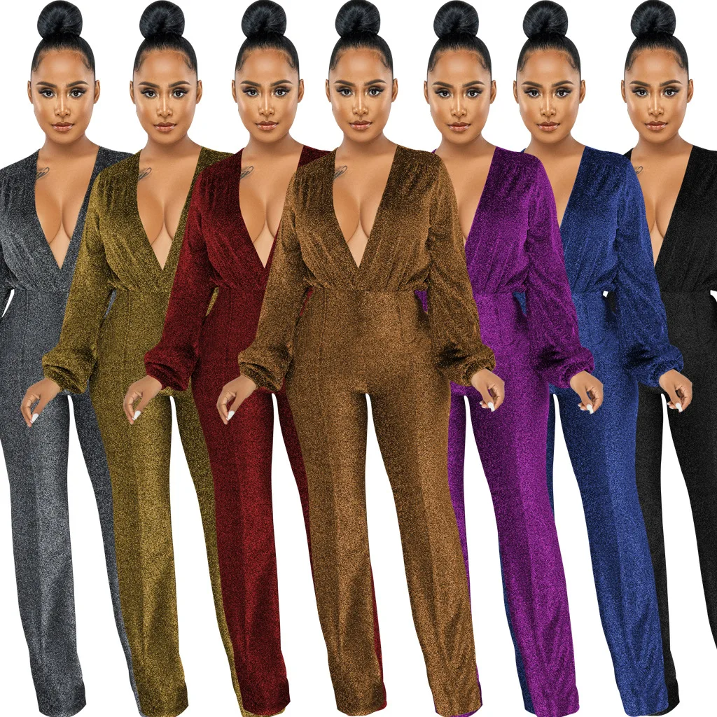 S65010 - new style fashion fit long sleeve v-neck shiny bling women one piece jumpsuit
S65010 - new style fashion fit long sleeve v-neck shiny bling women one piece jumpsuit