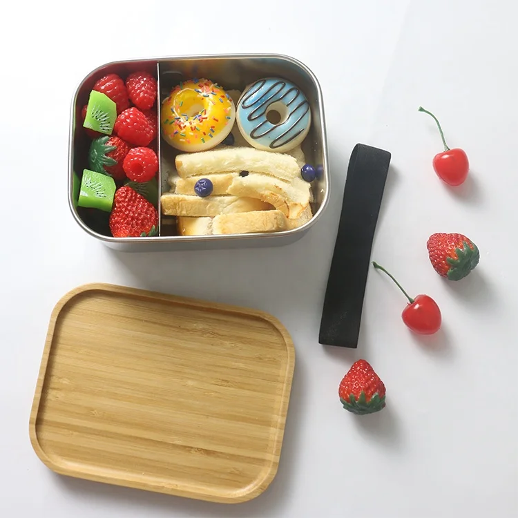 Metal container food leakproof bento elastic band stainless steel tiffin box lunch divider with bamboo lid
Metal container food leakproof bento elastic band stainless steel tiffin box lunch divider with bamboo lid