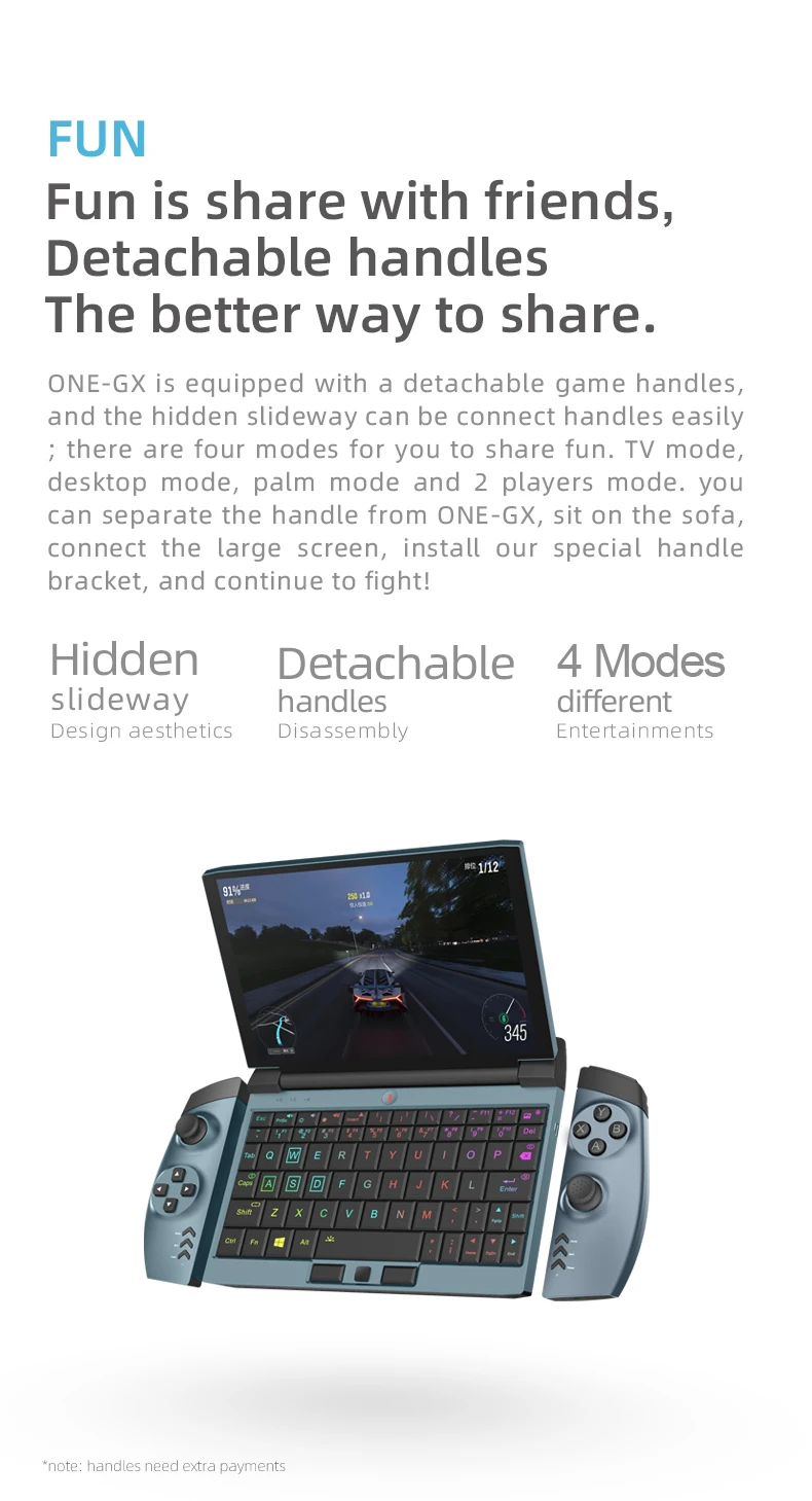 NEW Arrival OneNetbook GX 7 inch win10 10 points touch Intel Wi- Fi6 gaming handheld pocket game laptop with detachable handle