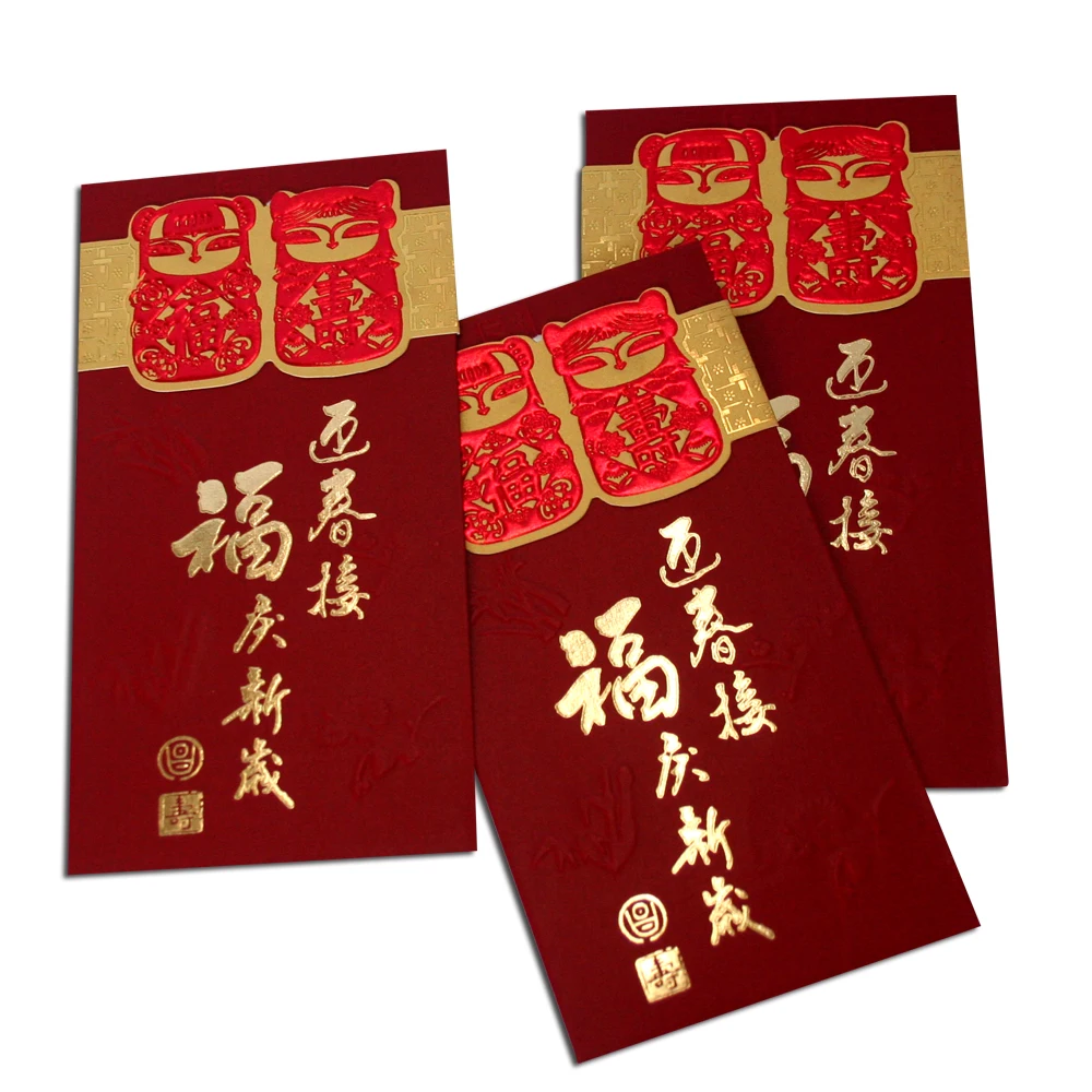 Eco-friendly cheap red gift envelope printing opaque envelopes