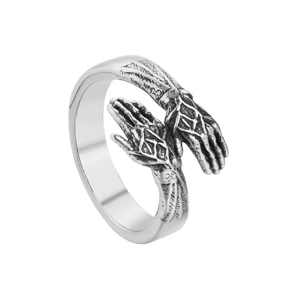 Foreign trade jewelry wholesale personality retro hands embrace men's stainless steel ring
Foreign trade jewelry wholesale personality retro hands embrace men's stainless steel ring
