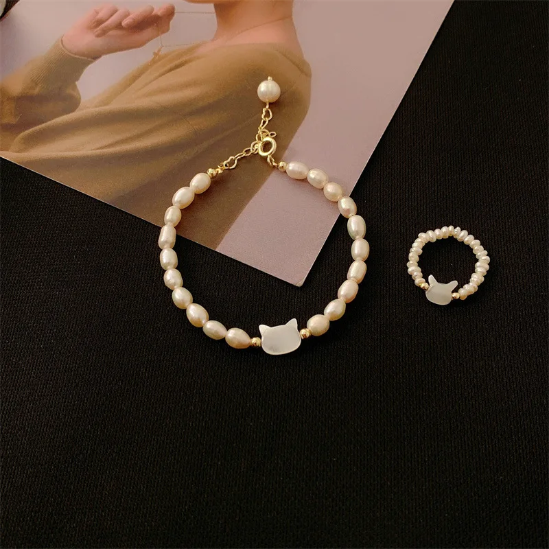 Fashion New Shell Cat Natural Pearl Bracelet Set Sweet and Fresh Freshwater Pearl Ring
Fashion New Shell Cat Natural Pearl Bracelet Set Sweet and Fresh Freshwater Pearl Ring