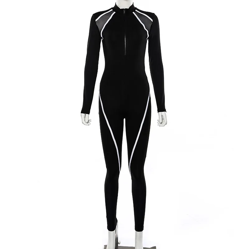 high wais full sleeve jumpsuit mesh fabric patchwork elastic skinny rompers casual zipper fly turtleneck long bodysuit
high wais full sleeve jumpsuit mesh fabric patchwork elastic skinny rompers casual zipper fly turtleneck long bodysuit