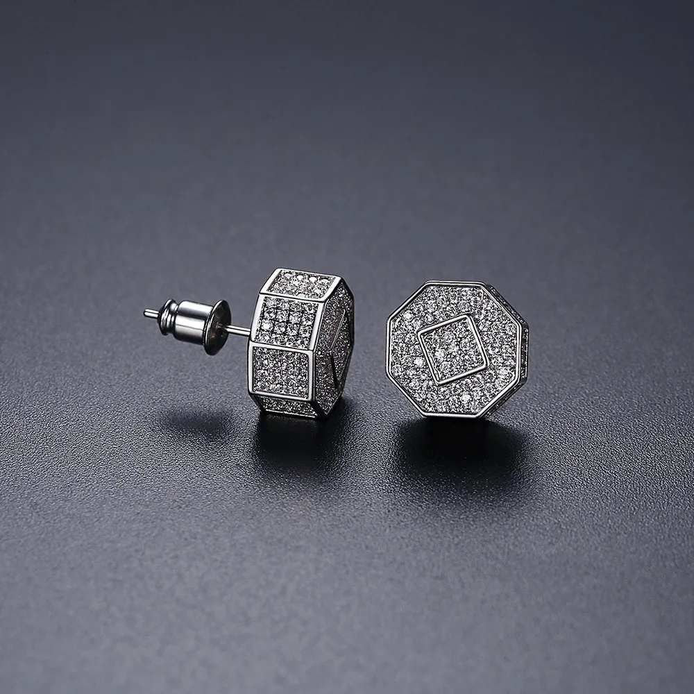 Hip hop men accessories statement copper gold plating male 8-sided Octagon cubic zirconia earrings, Gold/steel
Hip hop men accessories statement copper gold plating male 8-sided Octagon cubic zirconia earrings, Gold/steel