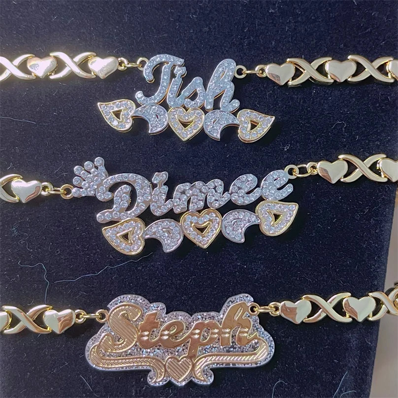 Custom Name Necklace 3D Double Nameplate Custom Earrings Set Personalized XOXO Name Necklace for Women Jewelry Gifts, Picture
Custom Name Necklace 3D Double Nameplate Custom Earrings Set Personalized XOXO Name Necklace for Women Jewelry Gifts, Picture
