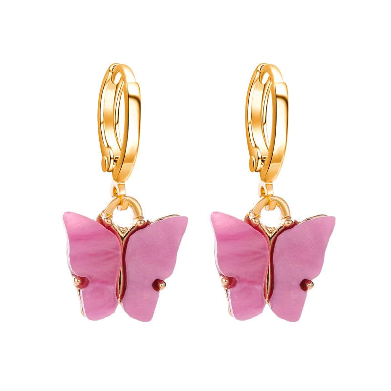 2020 Hot Girls Female Pink Acrylic Butterfly Charm Cuff Earrings 18K Real Gold Plated Glitter Butterfly Pendant Dangle Earrings, 6 colors
2020 Hot Girls Female Pink Acrylic Butterfly Charm Cuff Earrings 18K Real Gold Plated Glitter Butterfly Pendant Dangle Earrings, 6 colors
