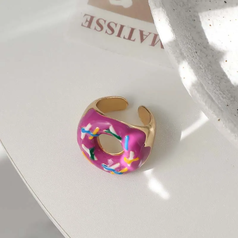 INS Chunky Ring Cute Multicolored Drop Oil Doughnut Resin Rings Gold Plated Adjustable Ring Jewelry For Women
INS Chunky Ring Cute Multicolored Drop Oil Doughnut Resin Rings Gold Plated Adjustable Ring Jewelry For Women
