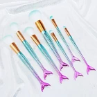 Beauty Glitter Plastic Handle Synthetic Hair Mermaid Makeup Powder Brush Set