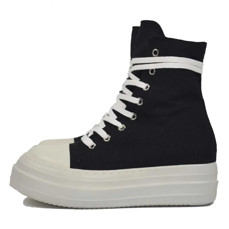 Women Canvas Shoes Luxury Trainers Platform Boots Lace Up Sneakers Casual Height Increasing Zip High-TOP Black Shoes
Women Canvas Shoes Luxury Trainers Platform Boots Lace Up Sneakers Casual Height Increasing Zip High-TOP Black Shoes