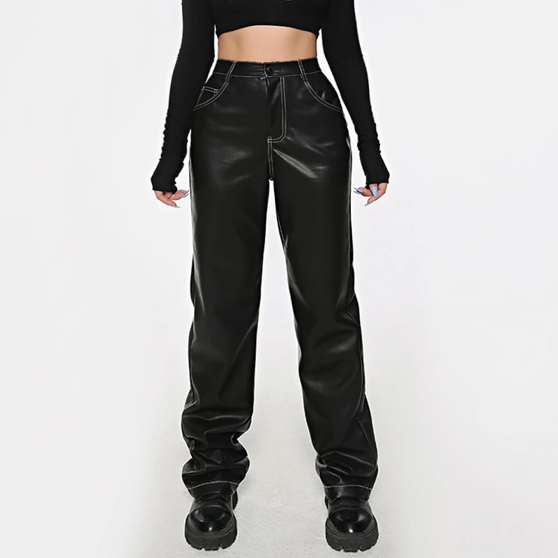 2021 Spring New Arrival Trousers Pants Pantalones De Cuero Mujer With Strings Hanging Pu Leather Pants For Women, Color matching jeans
2021 Spring New Arrival Trousers Pants Pantalones De Cuero Mujer With Strings Hanging Pu Leather Pants For Women, Color matching jeans