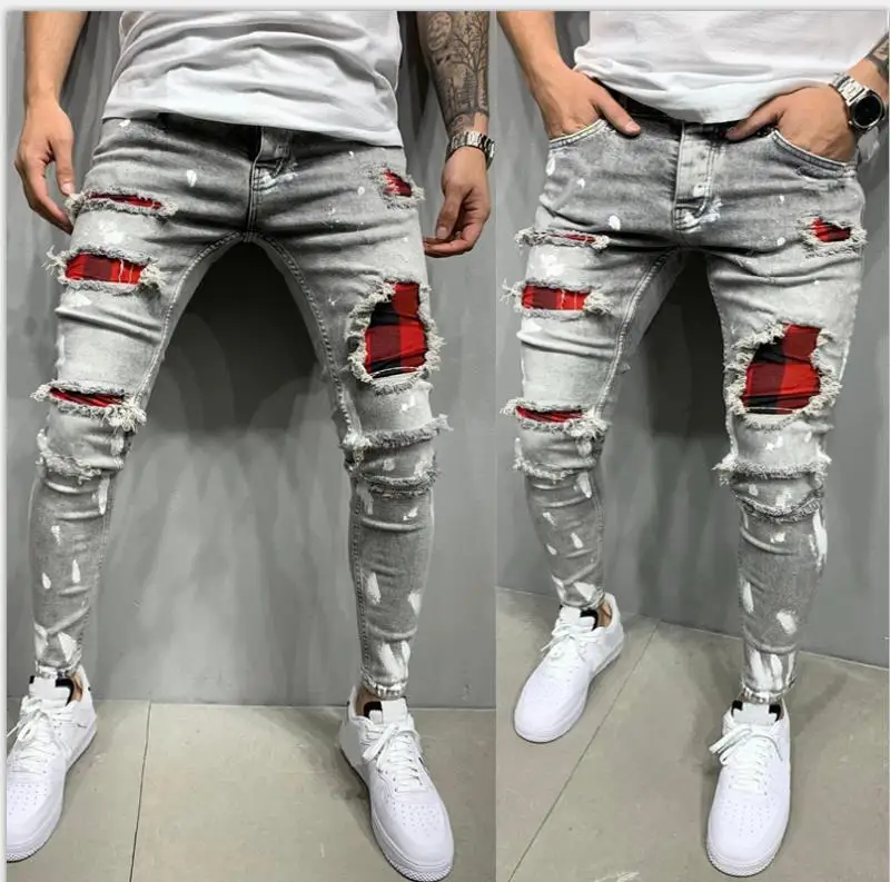 High quality hip hop custom men stylish destroyed patchwork jogging denim trousers stretch skinny ripped jeans
High quality hip hop custom men stylish destroyed patchwork jogging denim trousers stretch skinny ripped jeans