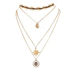 Chain Women Necklace Beach Wear Seashell Star Pendant Multilayer Link Chain Necklace For Women