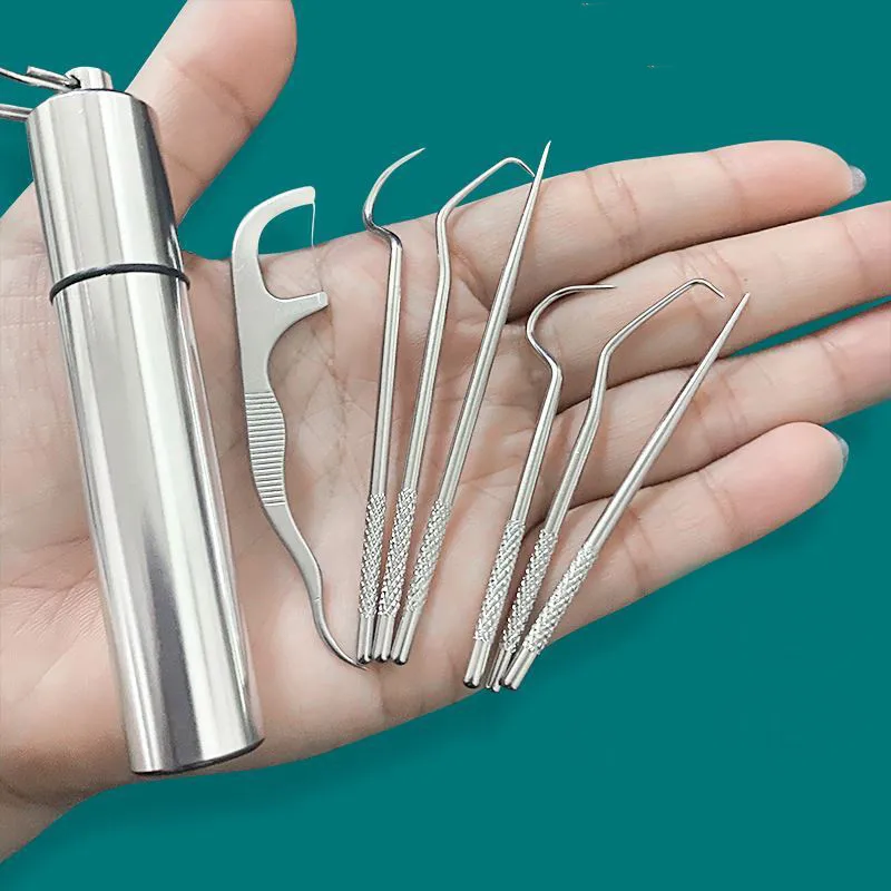 New 7pcs Portable Stainless Steel Metal Toothpick Bag Set Reusable Environmental Protection with Holders for Outdoor Picnic Camp, Customized color
New 7pcs Portable Stainless Steel Metal Toothpick Bag Set Reusable Environmental Protection with Holders for Outdoor Picnic Camp, Customized color