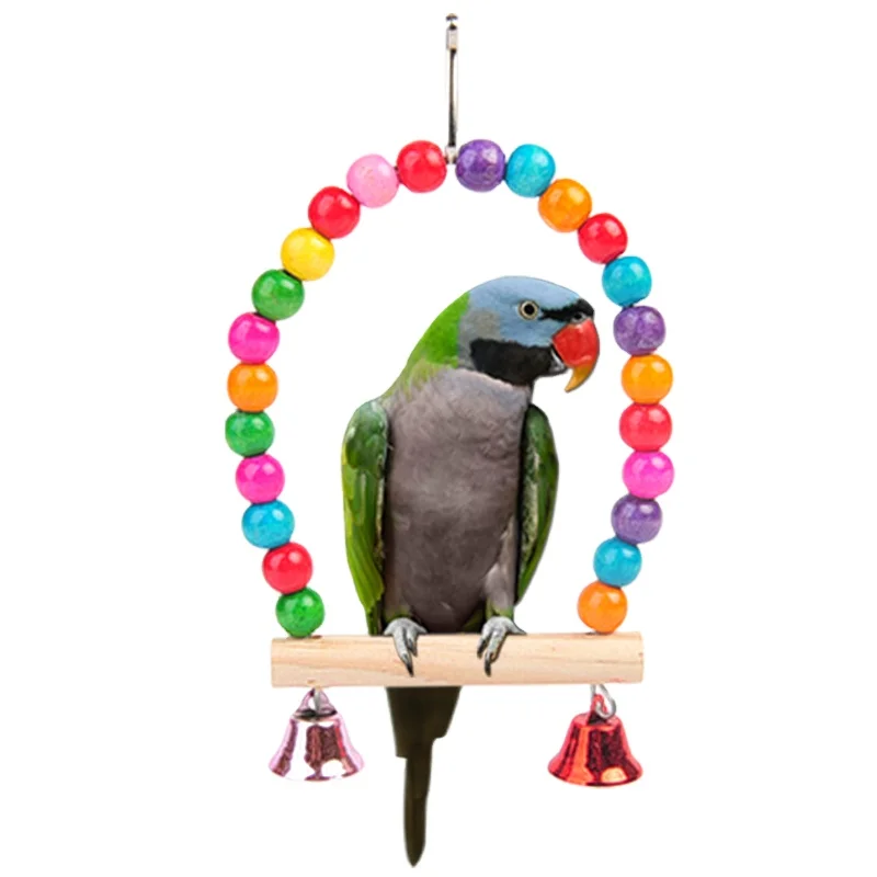 Parrot station frame colorful wooden beads arch bridge hanging cage swing with jingle parrot
Parrot station frame colorful wooden beads arch bridge hanging cage swing with jingle parrot