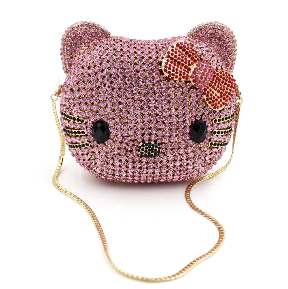 Bling Pink Kitty Cat Shape Wallet Bag Wedding Party Evening Crystal Purses Women Diamond Bags/, As picture
Bling Pink Kitty Cat Shape Wallet Bag Wedding Party Evening Crystal Purses Women Diamond Bags/, As picture