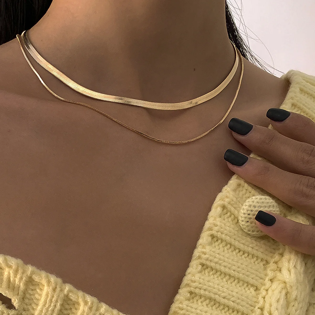 2021 Sailing Jewelry Female Temperament Geometric Double Layer Necklace Female Simple Flat Snake Bone Chain Necklace
2021 Sailing Jewelry Female Temperament Geometric Double Layer Necklace Female Simple Flat Snake Bone Chain Necklace