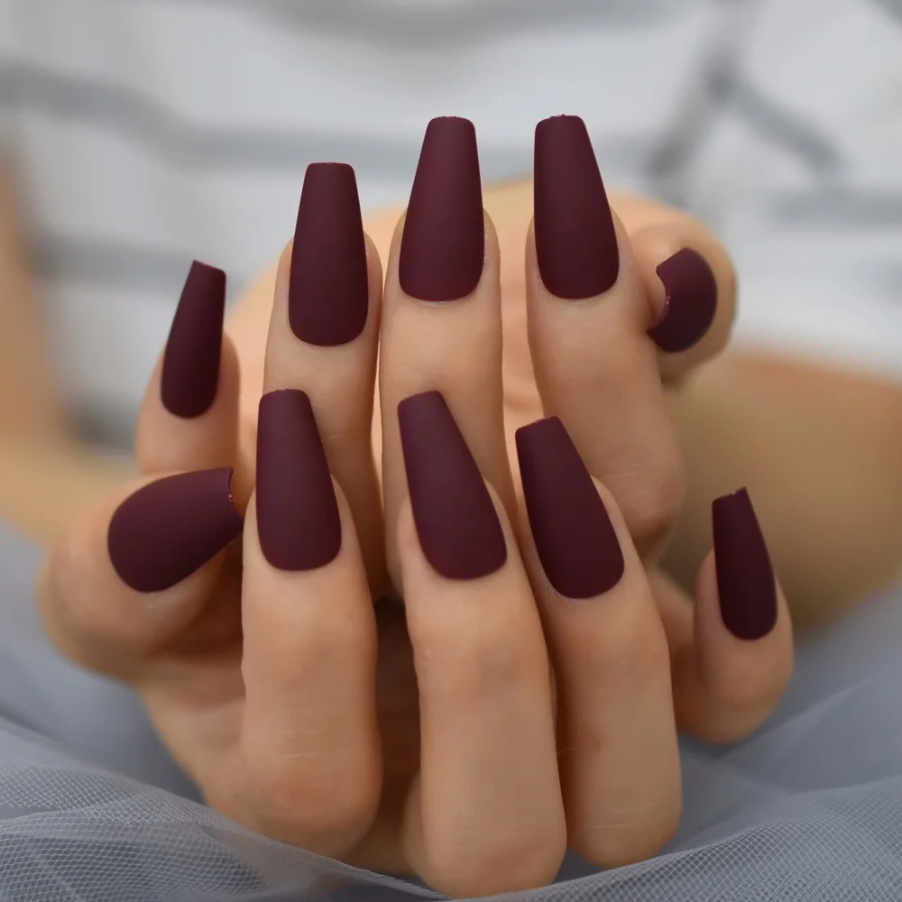 Matte Medium Dark Red False Nail Tips Tapered Practice Salon Fake Nail Press On Solid Color Artificial Nail L5712, Maroon red
Matte Medium Dark Red False Nail Tips Tapered Practice Salon Fake Nail Press On Solid Color Artificial Nail L5712, Maroon red