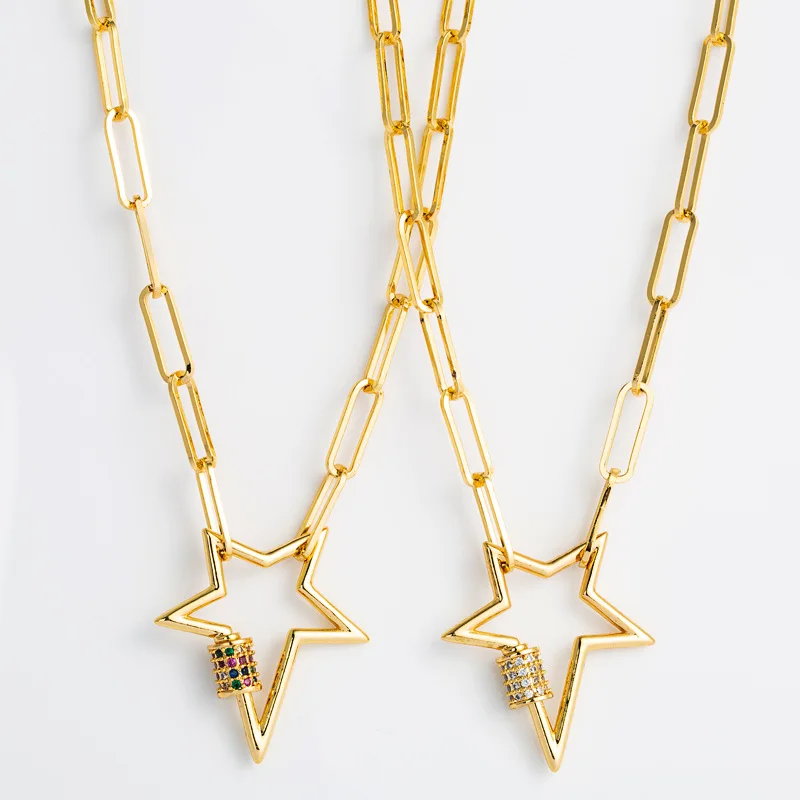 Hip-Hop Punk Star Clasps Pendant Necklace Copper Inlaid Cubic Zircon Buckle Lock Gold Plated Clavicle Chain Jewelry, Gold color
Hip-Hop Punk Star Clasps Pendant Necklace Copper Inlaid Cubic Zircon Buckle Lock Gold Plated Clavicle Chain Jewelry, Gold color