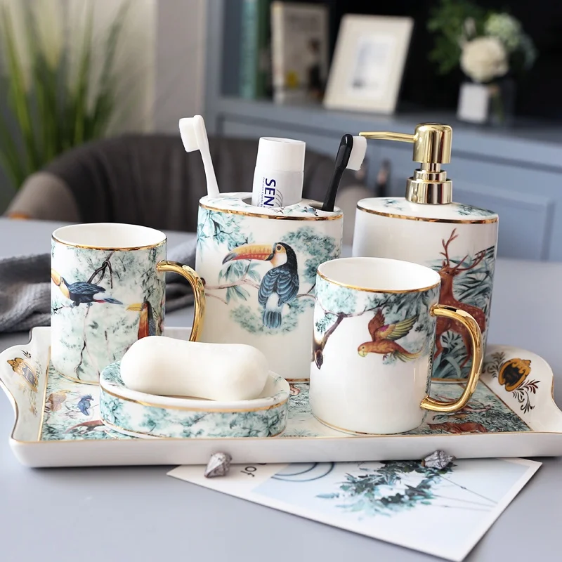 Clearance Nordic Animal Porcelain Bathroom Sets Bone China Equatorial jungle Bathroom Sets
Clearance Nordic Animal Porcelain Bathroom Sets Bone China Equatorial jungle Bathroom Sets