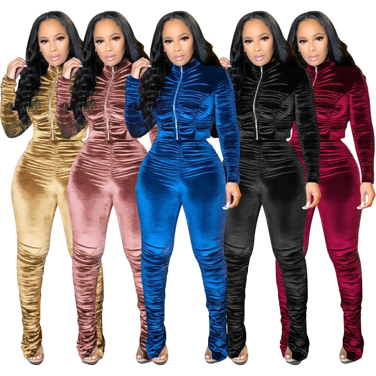 F21576A 2020 in stock hot style Women's autumn/winter fashion casual suit, 1# burgundy,2# blue,3# black,4# pink,5# gold
F21576A 2020 in stock hot style Women's autumn/winter fashion casual suit, 1# burgundy,2# blue,3# black,4# pink,5# gold